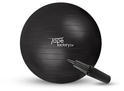 Tapefactory24 Gymnastikball inkl. Pumpe (Gewählte Variante: Schwarz, 75cm) - Hochwertiger Sitz- und Fitnessball von 55 cm bis 85 cm Durchmesser Größen erhältlich