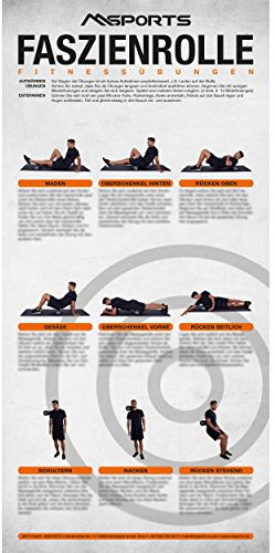 MSPORTS Übungsposter für die Faszienrolle ca. 44x 21 cm | 9 Übungen