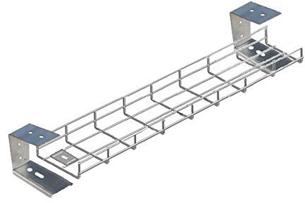 Direct Channel Under Desk Cable Tray Basket, Wire Management for Office Desk - 1000mm (100cm) w/Brackets & Fixings – Silver