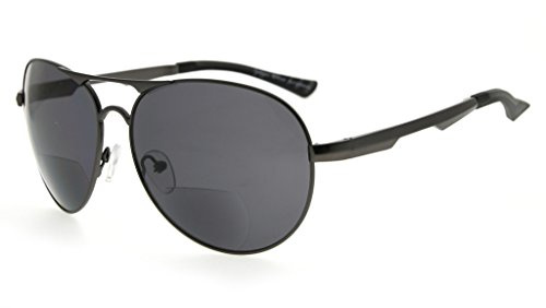 Eyekepper Bifokal Sonnenbrille Pilot Stil Sun Leser Draussen Lesung Gläser(Gunmetal, 1.50)