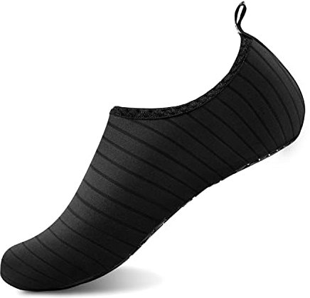HMIYA Badeschuhe Strandschuhe Wasserschuhe Aquaschuhe Schwimmschuhe Surfschuhe Barfuß Schuhe für Damen Herren(Streifen Schwarz,42-43 EU)
