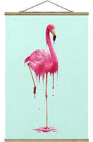 Bilderwelten Kakemono Jonas Loose Schmelzender Flamingo Hochformat 3:2 53.5x35cm Eiche