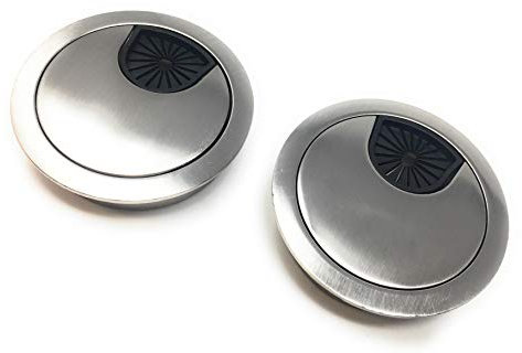 2x Kabeldurchlass Kabeldose Kabeldurchführung Kabel Kabelführung Auslass 50 mm Metall (Edelstahl gebürstet, 50mm)