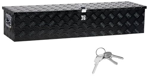 Parts-Diyer 50'' Aluminum Trailer Tool Box Utility Truck Bed Storage Toolboxes Pickup Flatbed Underbody Organizer Lockable with Keys, Black