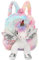Einhorn-Design, Plüsch-Rucksack, Tasche, bunte Schulranzen, Büchertasche für Kinder (silberfarbene Flügel)
