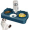 3 en 1 Cuenco del Gato Cuenco,Cuenco Doble para Mascotas,Comedero para Perro Gato,Agua de Gravedad y Cuenco de Comida Doble para Mascotas como Perros y Gatos (Azul)