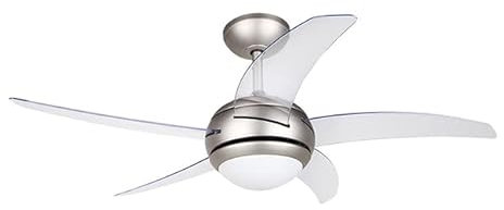 Suinga Ventilador de techo con mando a distancia, 3 velocidades, 5 aspas, silencioso, 112 cm de diámetro, 55 W de potencia, gris y transparente
