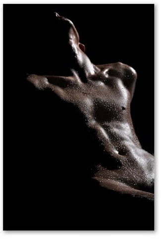 Postereck - 2721 - Nackter Mann, Sexy Erotik Wasser Bauch Sixpack - Erotisch Sexy Nackt Wandposter Fotoposter Bilder Wandbild Wandbilder - Leinwand - 40,0 cm x 30,0 cm