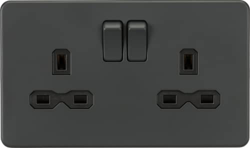 Knightsbridge SFR9000 Screwless 13A 2G DP switched double socket - Anthracite