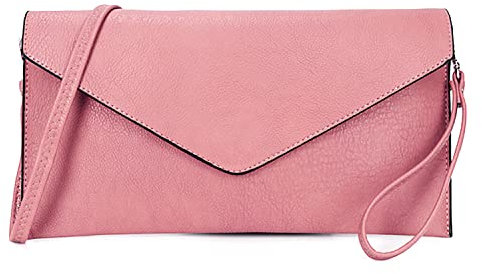 AOSSTA Womens Clutch Bag Large Envelope Clutch Bag For Women Crossbody Wedding Party Evening Bag (120343 Baby Pink)