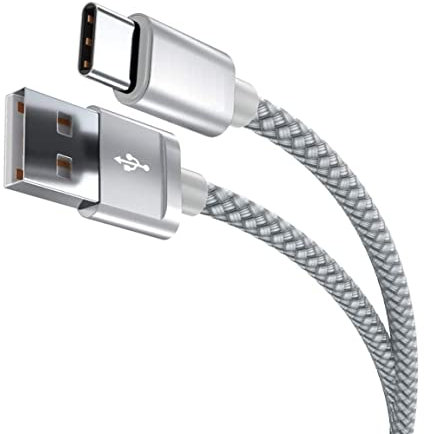 NWNK13 USB C Cable Type C Fast Charging Cable for Motorola E20 E30 E40 E32 Android Phone Charger Lead Wire Sync Cord for Moto E20 E7 E7i Power (2m, Silver)