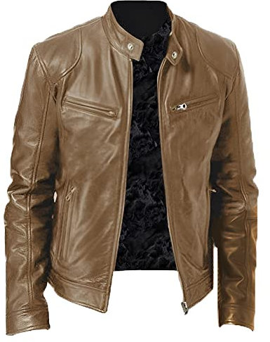 sutelang lurryly blouson cuir homme - Veste en cuir à col montant pour hommes automne et hiver veste de en faux cuir à fermeture éclair Géants Capuche Hommes