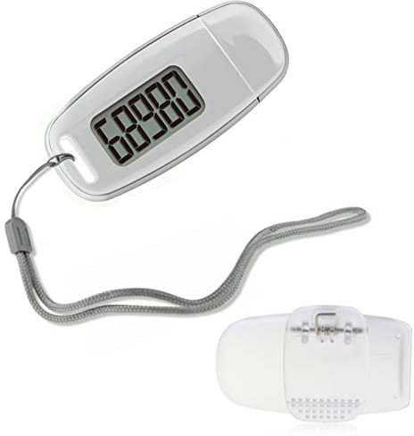 ThreeH Einfache Schrittzähler 3D Schrittzähler mit Clip und Lanyard für Ältere Kinder Männer Frauen Wiederaufladbare Batterie Großes Display Hintergrundbeleuchtung Tasche Schrittzähler Weiß