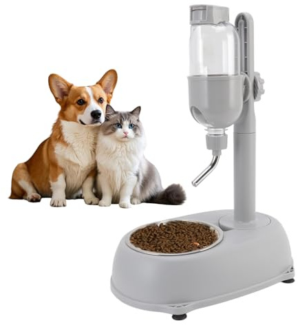 Distributeur d'eau sur Pied pour Animal de Compagnie, Bol sur Pied pour Chien de Chat, 500 ML Multifonction Amovible Réglable en Hauteur pour Animal de Compagnie