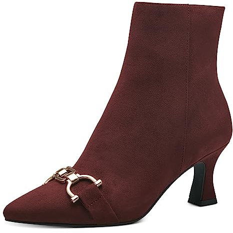 MARCO TOZZI Stivaletti Donna a Punta con Tacco Eleganti, Bordeaux, 40 EU