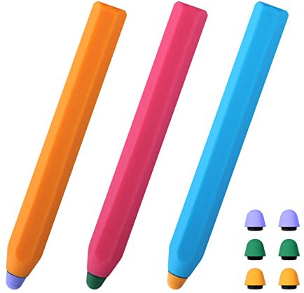 Kinder Tablet Eingabestift, Tablet Stift, Handy Stift, 3er Pack Gummi Touchscreen Stift mit 6 Ersatzspitzen Handschrift Malstift, Kugelschreiber mit Touchpen, für Handys Tablets Kinder Smartwatch