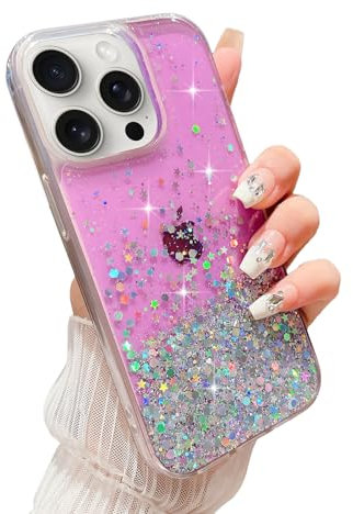 LCHULLE Glitter Case for iPhone 13 Pro Bling Sparkle Shockproof Phone Bumper Cute Stylish Cover for Women and Girls Crystal Silicone Slim Case for iPhone 13 Pro,Purple