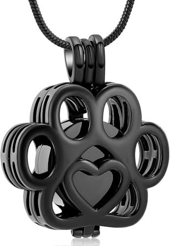VCCWYQK Pet Urn Halskette für Asche für Hund/Katze Pfote Edelstahl Memorial Locket Urn Halskette innerhalb Mini Fall Keepsake Kremation Schmuck Frauen Männer