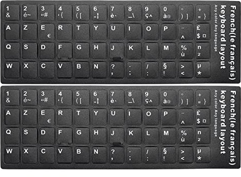 PATIKIL Français Clavier Autocollants, 2 Paquet Universel Clavier Remplacement Couverture Givré pour Ordinateur Portable Bureau Ordinateur, Noir Fond écran Blanc Lettrage