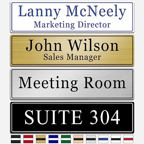 Placa de Nombre Personalizada Grabada Para Oficina, Elegantes Placas de Nombre Personalizadas Para Puerta o Pared, Placa de Nombre de Puerta con Adhesivo, (6,3 x 20,3cm)