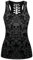 Ocean Plus Damen Schädel Sport Tops Gothic Tank Top Ärmellos Workout Weste Criss Cross Hemd Halloween Schnelltrocknendes Laufshirt (M (Brustumfang: 86 cm), Blumenförmiger dunkler Totenkopf)