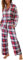 Famulily 2-teilige Outfits für Frauen V-Ausschnitt Langarm Tops Plaid Breites Bein Lange Hosen Winter Matching Sets Rot L
