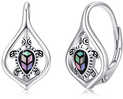 Schildkröten Ohrringe Abalone Muschel Schildkröten Hebelohrring 925 Sterlingsilber Niedlicher Tier Creolen Ohrring Hypoallergen Täglicher Schmuck Geschenk für Frauen Mädchen