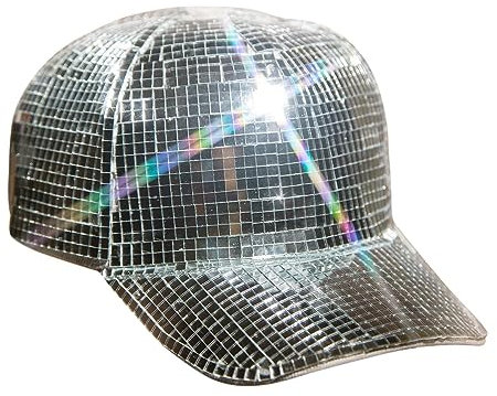 Perfeclan Discokugel-Spiegelhut, Disco-Kappe, Pailletten, stilvoll, Geburtstagszubehör, Schirmmütze, Spiegelkugel-Hut für Nachtclub, Bühne, Feiertage, Hochzeit,