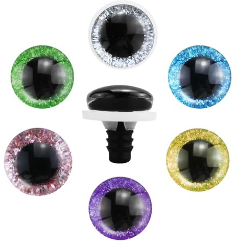 GUDQVOZIHG 60 Stück Sicherheitsaugen für Häkeltiere,Kunststoff Augen für Häkeltiere, Glitzer Bunt Sicherheitsaugen,9-18mm,für Nähen von Spielzeug Plüschtieren, Teddys Augen