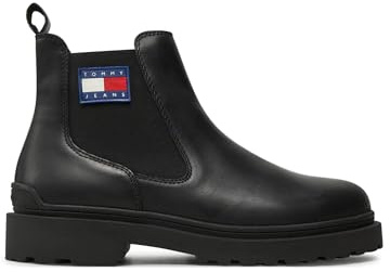 Tommy Jeans Herren Chelsea Boot Leather Boot mit Logo