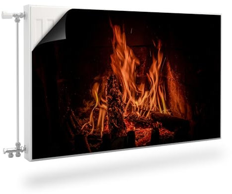 Muralo Cache-radiateur magnétique pour radiateurs à panneaux en acier ou en tôle, sans odeur et sans danger pour la santé, feu confortable dans la cheminée, 80 x 60 cm (l x H)