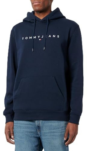 Tommy Jeans TJM Reg Linear Logo Hoodie EXT Pullover-Kapuzenpulli, Herren, Blau (Dark Night Navy), M