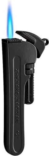 Zange, Winddichte, tragbare Feuerzeuge, verstellbare, nachfüllbare Jet Flame-Feuerzeuge, tragbare Metall-Taschenlampe, Butan-Feuerzeug, für Kerzen, Camping, Geschenk (Color : Black)