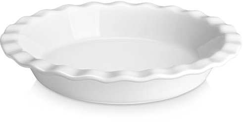 MALACASA Tarteform aus Porzellan 27 cm, 1200 ml Backform, Quicheform zum Backen, runde Auflaufform, geriffelte Kuchenform, wiederverwendbar, Spülmaschinen-, Mikrowellen- und Ofenfest, Weiß