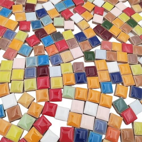 Carreaux de Mosaïque en Céramique pour Travaux Manuels - 1,2 x 1,2 cm, Pièces Carrées pour Projets de Bricolage, Décoration d'Intérieur (Couleurs Mélangées)