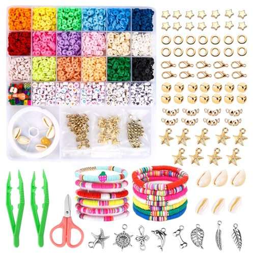 5000+ Perlen für Armbänder Set,MXTIMWAN Loom Bänder Set,Perlenketten Zum Selbermachen,Ketten Selber Machen Set,Friendship Bracelet Kit,Armbänder Selber Machen Kinder,Perlenset für Armbänder Erwachsene