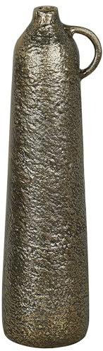 Dekovase Aluminium Messing Antik-Optik 40 cm hoch strukturiert Tischdeko Surma