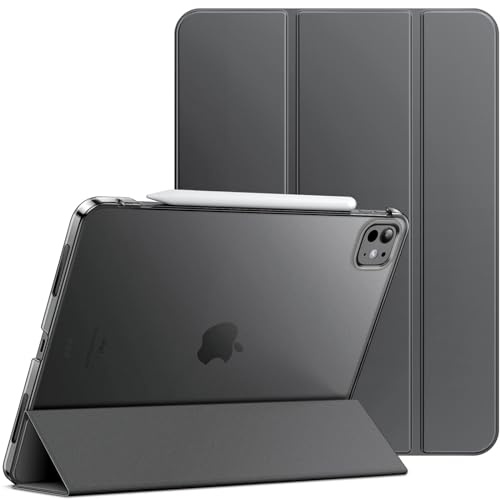 JETech Hülle für iPad Pro 13 Zoll M4 (2024), Dünn Standfuß Hart Rückenschale Smart Abdeckung mit Auto Wachen/Schlafen (Space Grau)