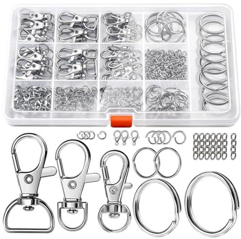 iFutniew 265 Stück Metall-Karabinerverschlüsse mit Schlüsselring-Set zum Basteln, Schlüsselband-Clips, Karabinerhaken, Drehverschlüsse, Clip-Set