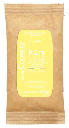 ScrapCooking - Pâte à Sucre Jaune « Lemon » 250 g - Colorant d’Origine Naturelle - Sans Gluten, Sans Huile de Palme - Pour Gâteaux, Pâtisseries - Fabriquée en France - 7628