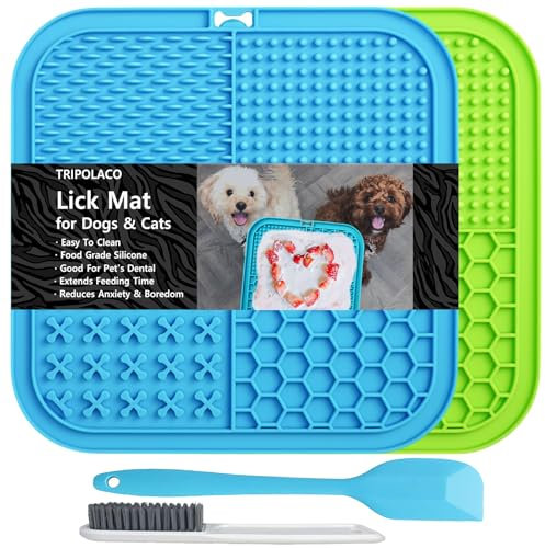 TRIPOLACO Schleckmatte Hund - Lickmatte Hunde zur Beruhigung von Hundeangst - Futtermatte für Joghurt und Erdnussbutter, Ideal zur Beruhigung, Baden und Pflege