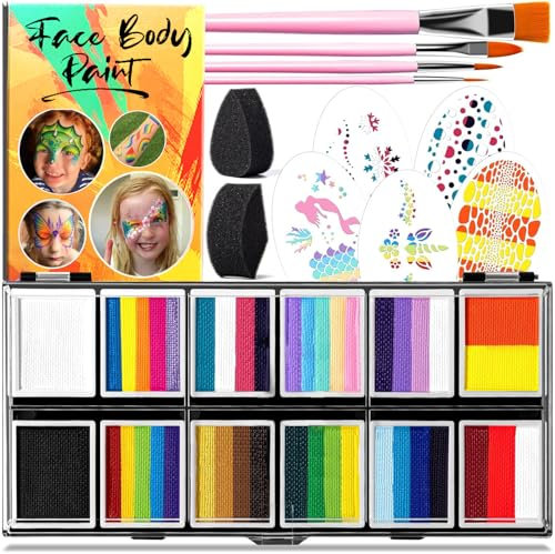 Kinderschminke, Split-Kuchenpalette Face Body Paint Fasching Schminke Kinder, Schminkset Halloween Gesichts-Make-Up,Bodypainting Farben Karnevalsschminke Kinder Halloween Schminke Karneval Set Mädchen