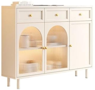 LAPADULA Konsolenschrank Modisches Und Schlichtes Sideboard Im Cremefarbenen Stil for Wohnzimmer, Teeschrank, Aufbewahrungsschrank, Küchenschrank Buffet-Aufbewahrungsschrank(A)