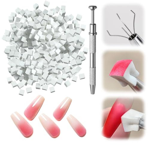 JAMSSOW 200 Eponge Ongle,Avec Pince Métallique,Pinceau Nail Art Ongle,Nail Art Brosse Éponge,Accessoires de Nail Art,Utilisé pour Vréer une Variété de Motifs D'art de L'ongle Dégradés
