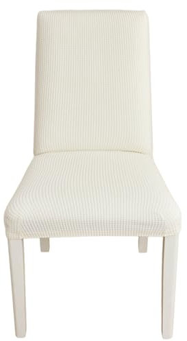 EBETA Jacquard Fundas para sillas Pack de 6 Fundas sillas Comedor Fundas elásticas Cubiertas para sillas,bielástico Extraíble Funda, Muy fácil de Limpiar (Blanco Leche, 6 Piezas)