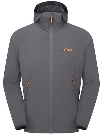Rab Men's Borealis Hoody Jacket - Lightweight Water-Repellent Coat for Hiking & Climbing - Graphene - Medium