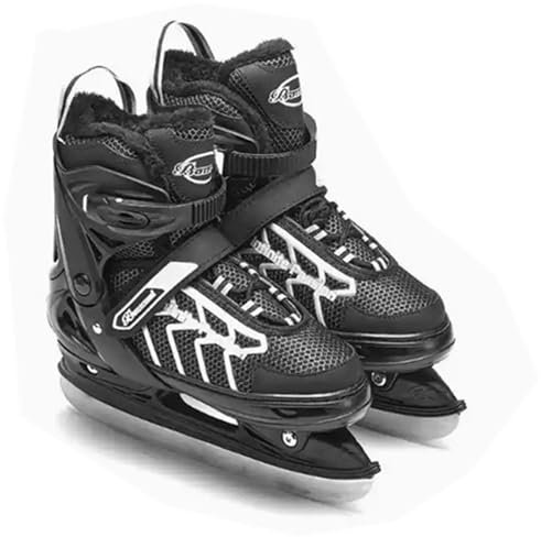 Jugend Eishockey Schlittschuhe | Hockey Schlittschuh für Mädchen und Jungen | Edelstahlkufe | Optimaler Halt & bequemer Komfort | Bequeme Passform | In 4 Größen verstellbar für Eislaufbahnen