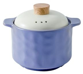 Faitout simple et créatif en pierre malaxée à la main, pot en argile résistant à la chaleur de couleur unie avec couvercle - 3600 ml violet