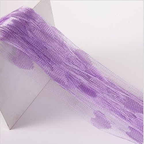 YKAFADE 2 Stück 100 x 200 cm Fadenvorhang Liebe Herz Muster Türvorhang Fenstervorhänge Dekorative Fadengardine Raumteiler Dekoration Fliegenschutz für Party,Hochzeit,Café,Restaurant -Lila