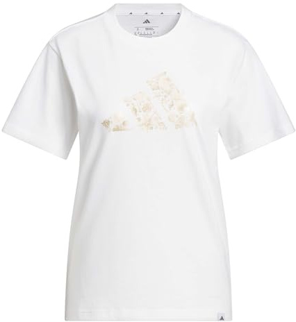 adidas Women's Iridescent Shells Big Logo Graphic T-Shirt, White, XXL